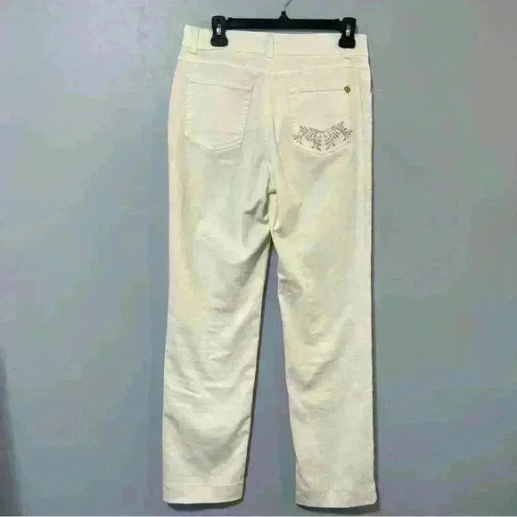 Dismero Vermoda Spa Jeans 30 Italy Ivory Mid Rise Stretch Women's Gold Details - Picture 4 of 16